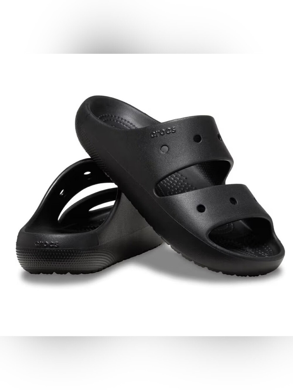 CROCS Black Dual-Strap Slide Sandals - Unisex - 8